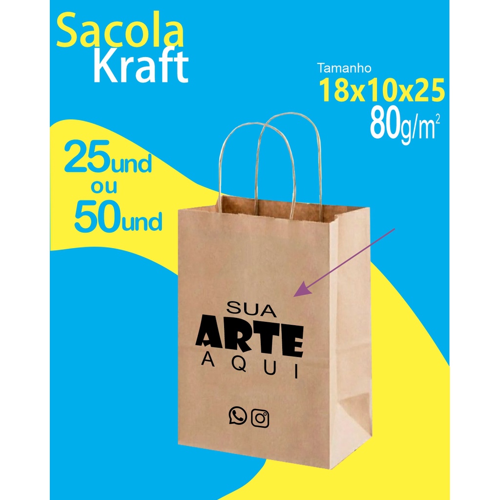 KIT SACOLA DE PAPEL KRAFT MINECRAFT COM TAG - Festiva