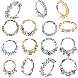 Piercing Argola Cravejada com Zircônia Prata ou Dourado , brinco de cartilagem, hélix, brinco tragus da orelha, joia de piercing