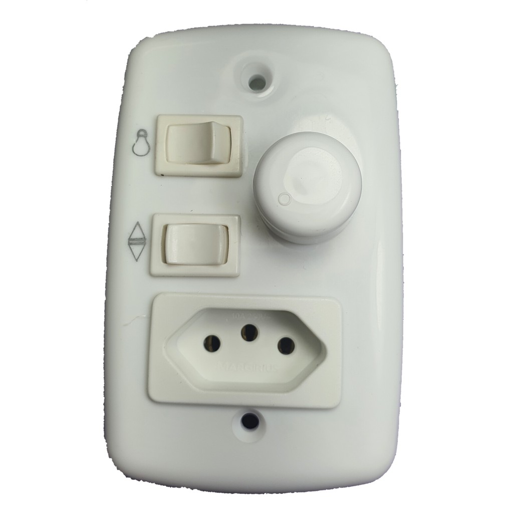 Controle com Tomada 10A Para Ventilador De Teto 4x2 - Chave Dimer ...