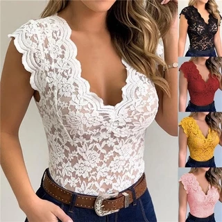 Nova Moda Verão Renda Ver-Através Casual Camisa