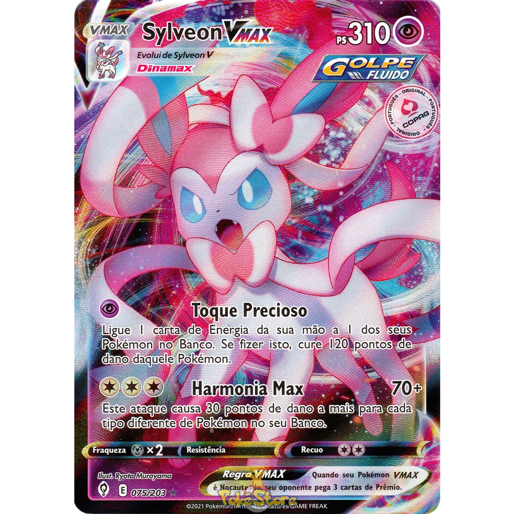 Coleção Cartas Pokemon Evoluções de Eevee Herois V Lata 25 Cartas - Rosa