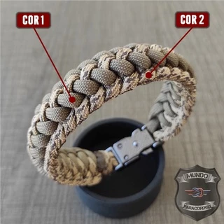 Pulseira Bracelete de Paracord Corda Trançada , acampamento , emergência , sobrevivência , ajustável de aço inoxidável , pederneira , bússola , apito , preto , verde , camuflado , masculina feminina unisex YKARUS YKARUS1