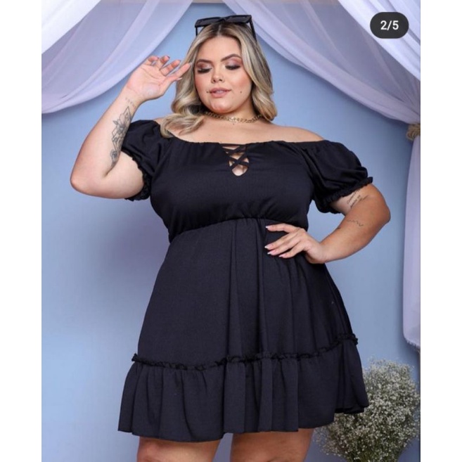 Vestido Ciganinha Soltinho, Plus Size, Veste do 46 ao 52, Tecido