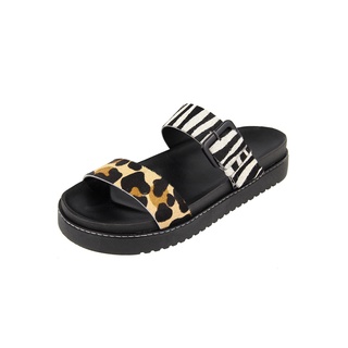 Sandália Birken em Couro Ravy Store Papete Onça e Zebra