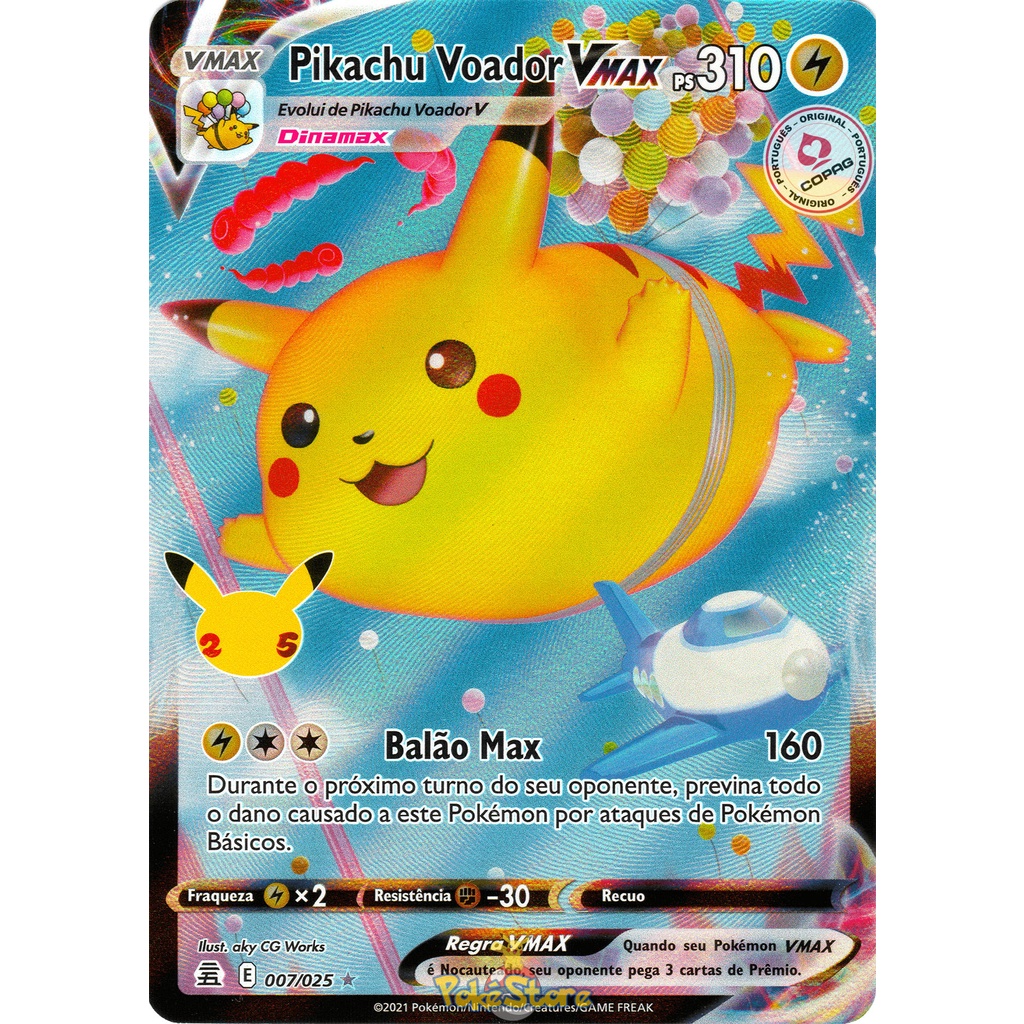 Carta Pokemon Pikachu Vmax Full Art celebrações