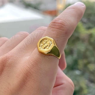 Anel de São Bento Banho de Ouro 24k Anel Masculino Banhado Anel Dedeira