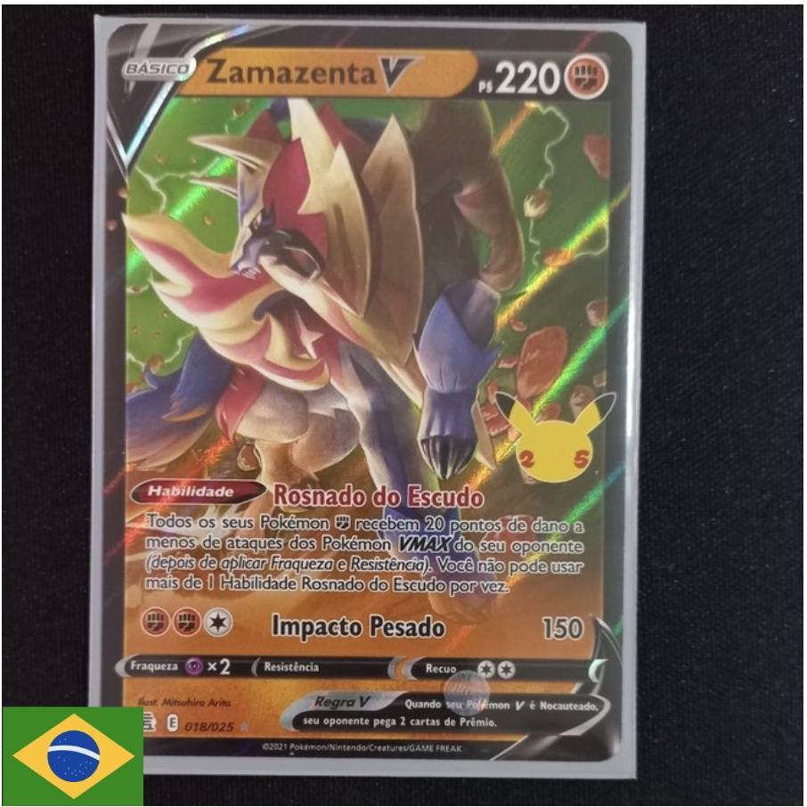 Jogo de Cartas e Baralho Carta Pokémon Ultra Rara Zamazenta-V Celebrações -  25 Anos 1 carta Copag Pokémon - Ri Happy