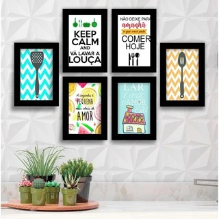 Quadro Decorativo Kit 06 Peças 20x30 Não Deixe Para Amanhã o Que Você Pode Comer Hoje Para Cozinha - Plaquinhas Sem Moldura