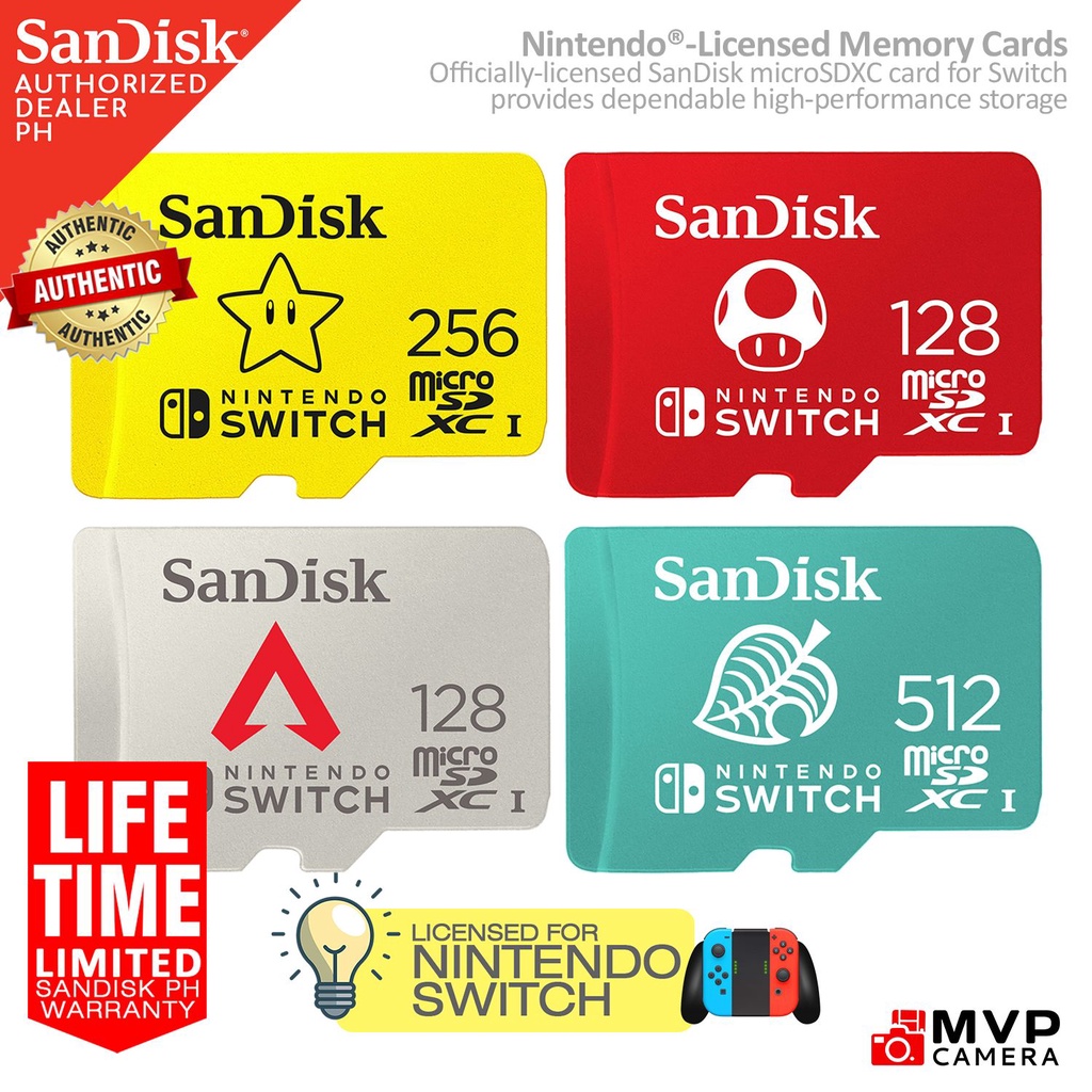 (100% Garantia de Qualidade) Cartão De Memória Sandisk Nintendo Switch 512GB 256GB 128GB APEX Lendas Micro SDXC MVP Câmera
