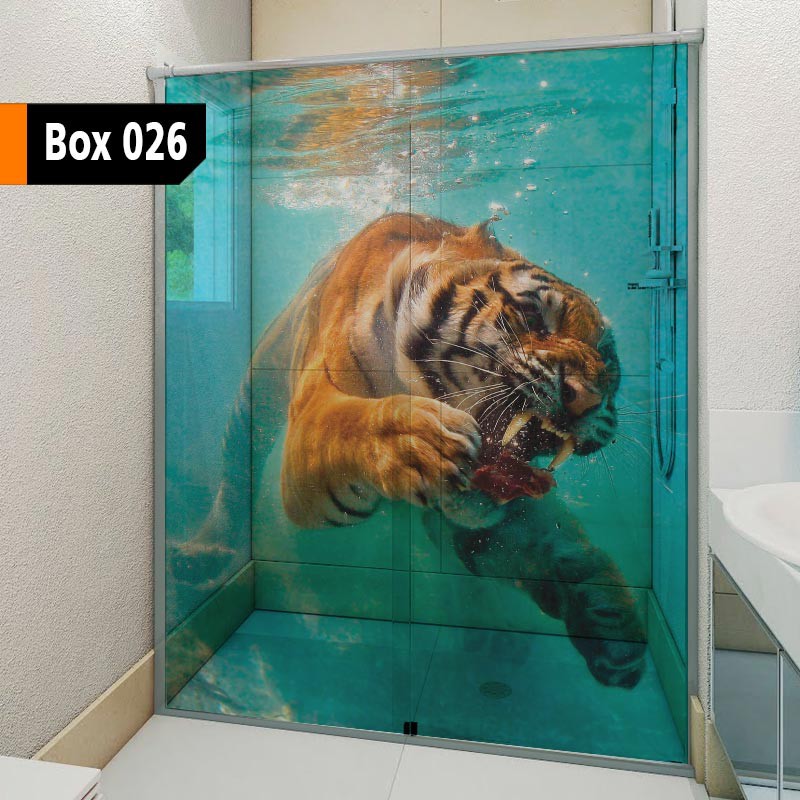 Adesivo Para Box De Banheiro 3D TIGRE 026