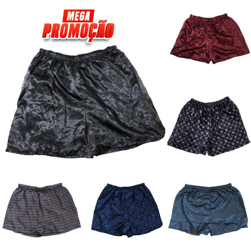 Kit 6 Samba Canção Short Masculino Cueca Adulto Cetim Seda Pijama ...