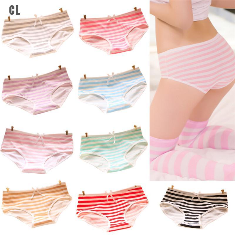 (Cl) Calcinha Feminina Listrada De Algodão / Calcinha Hipster (Wm)