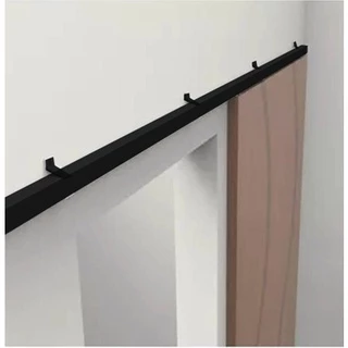 Kit Porta de Correr até 80cm Preto Roldana Concava 4 Rodas