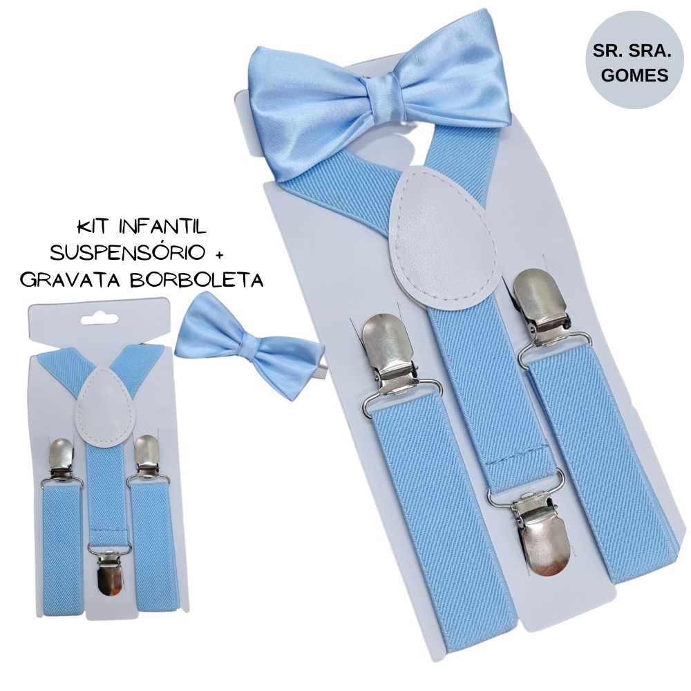Kit Suspensório Infantil Azul Serenity Para Noivinhos Pajens