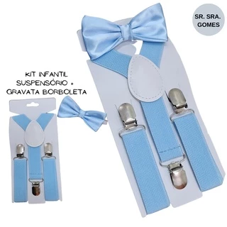 Kit Suspensório Infantil Azul Serenity Para Noivinhos Pajens