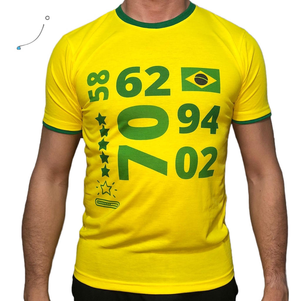 Camiseta Brasil Copa Do Mundo 2022 Unissex Rumo ao Hexa Amarela ou