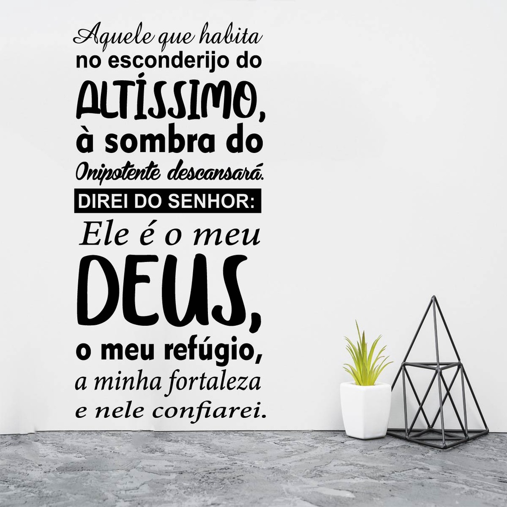 Adesivo de Parede Religioso Fé Salmos 91 Aquele Que Habita 1.10