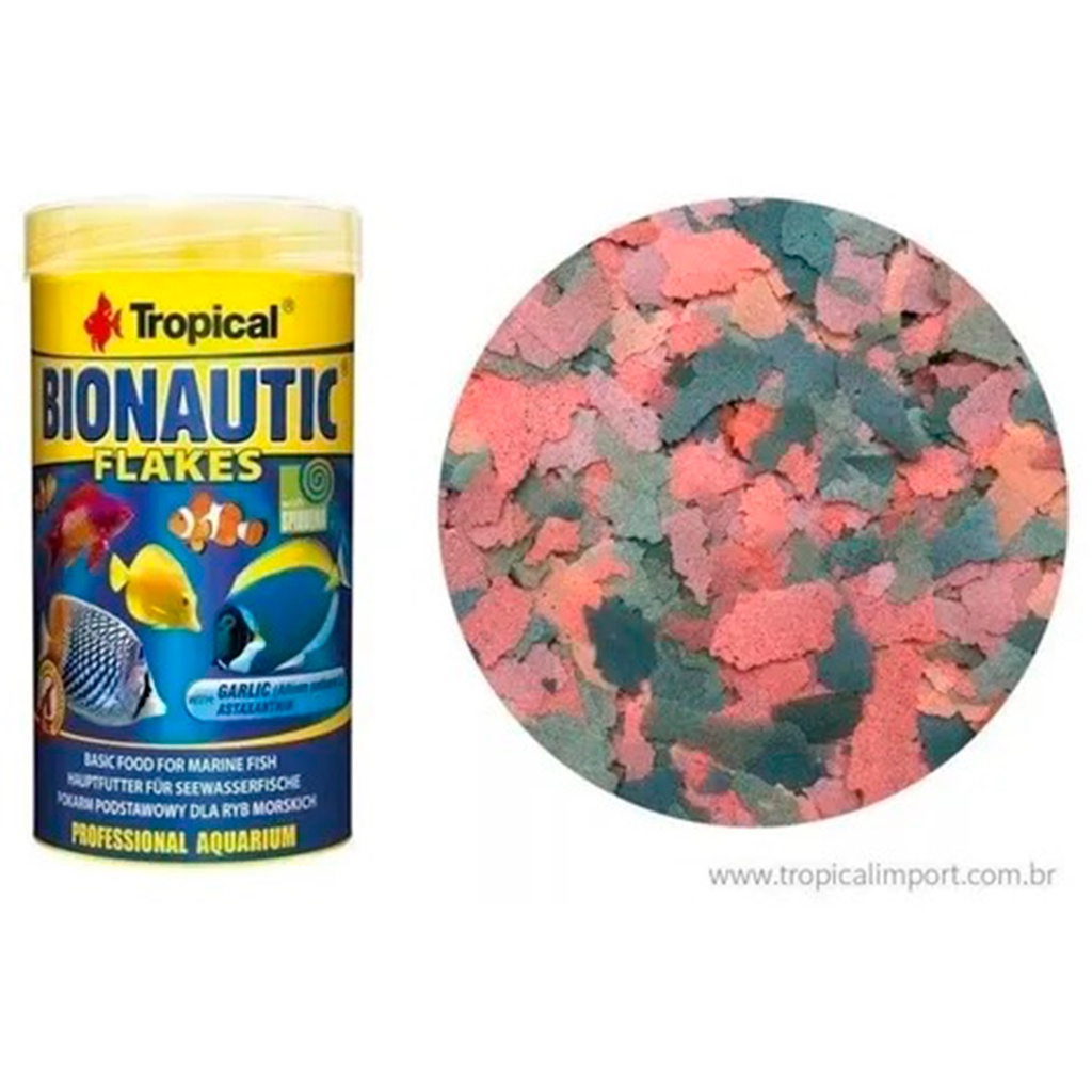 Ração para Peixes Bionautic Flakes Peixes Marinhos 50g