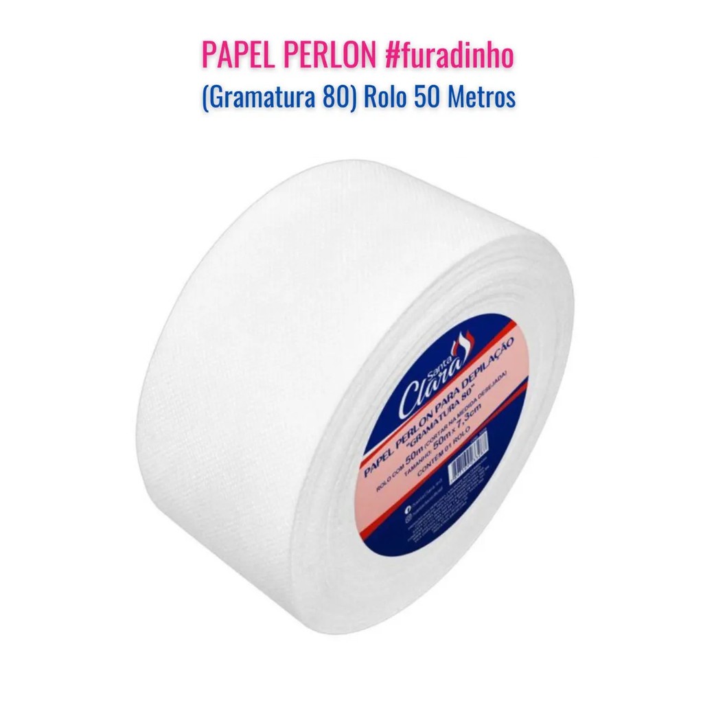 Papel Perlon P/ Depilação Gramatura 80 Rolo 50m Santa Clara | Shopee Brasil