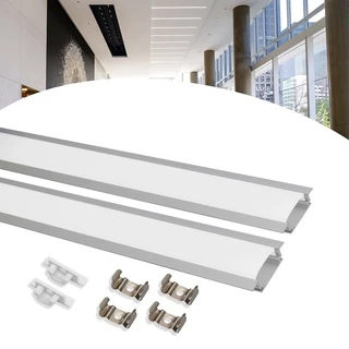 Kit 2 Metros Perfil Alumínio Embutir Slim P/ Fita Led Cinza