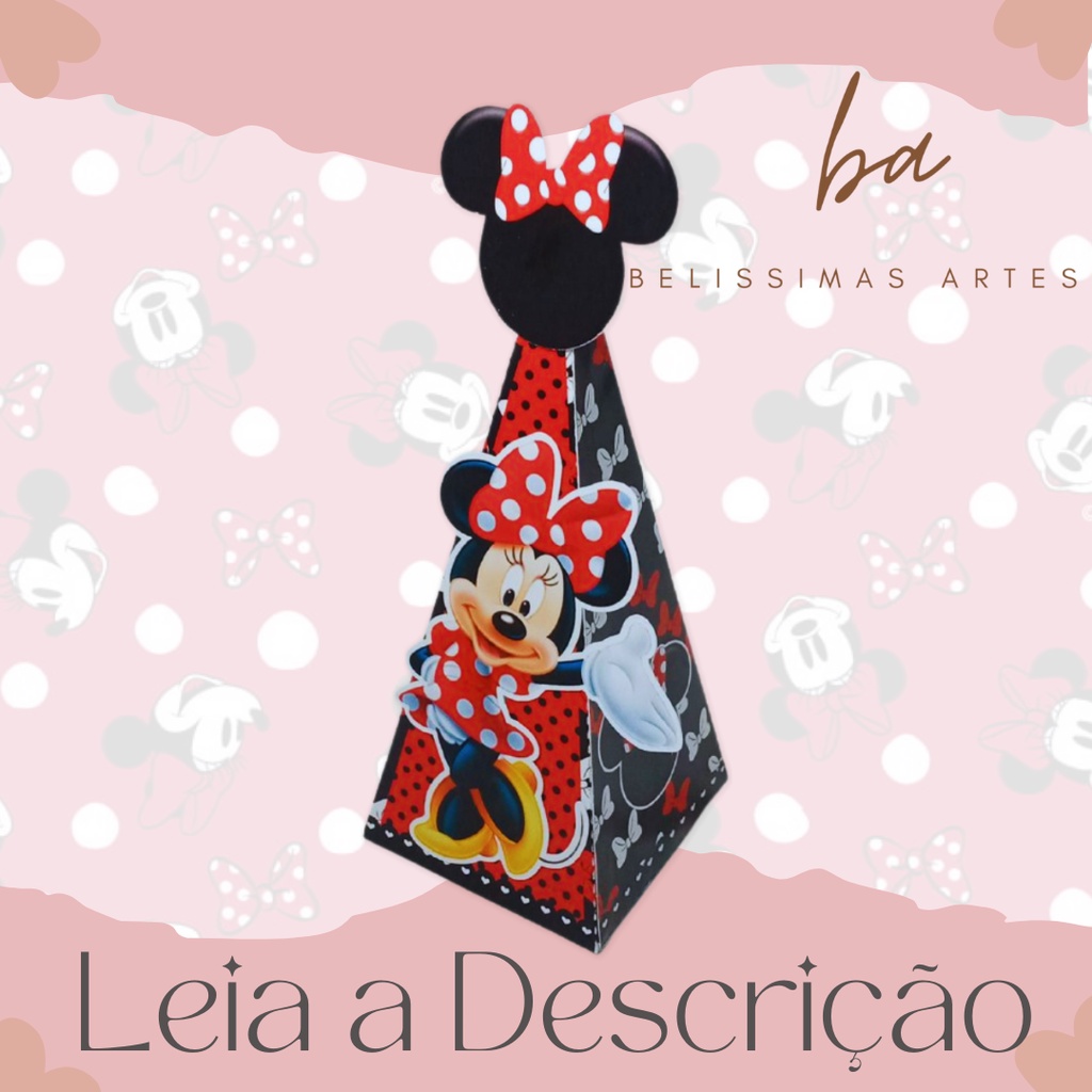 10 Caixa Pirâmide Personalizadas Minnie Vermelha - LEIA A DESCRIÇÃO