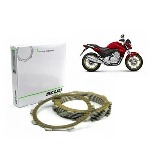 Jogo Disco Fricção Embreagem Scud Honda Nx 400 Falcon Cb 300 Xre 300 Cb 500 Shadow 600