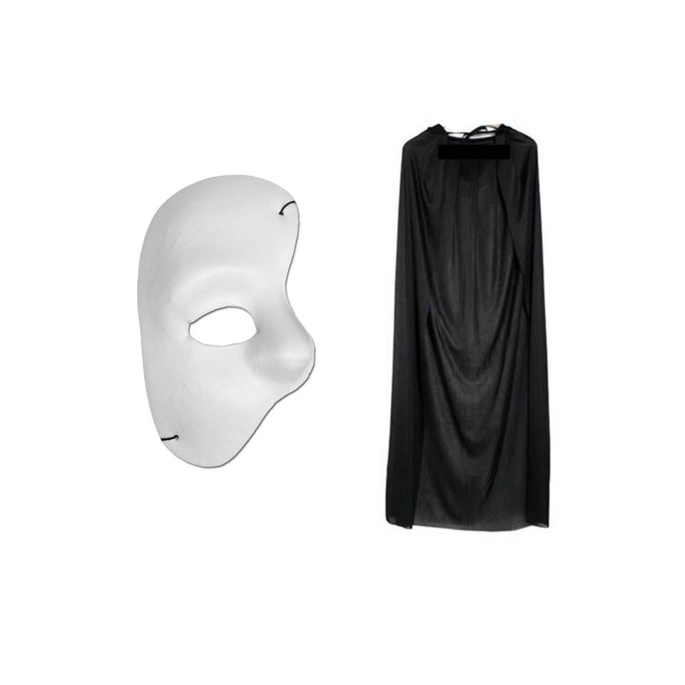 Fantasia Fantasma da Opera Capa e Mascara Festas Halloween