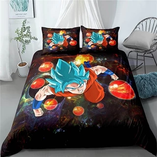 YT1 Anime Dragon Ball 3IN1 Conjunto De Lençóis De Cama De Casal De Solteiro Filho Goku Vegeta Quarto De Dormir Confortável Almofadas