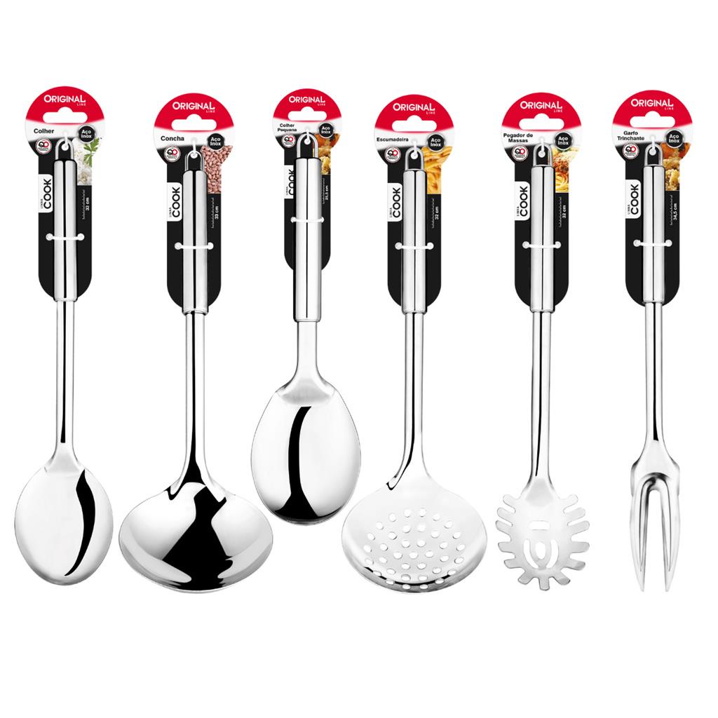 Kit Utensilios Para Cozinha 6 Pecas Aco Inox