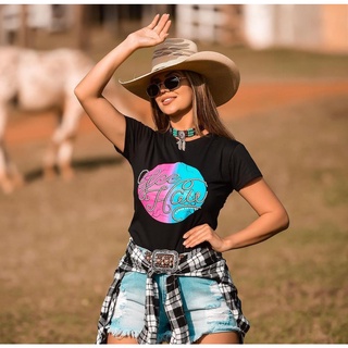 T-shirt country feminina PRETA