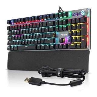 Teclado Mecânico Gamer Com Fio Rgb Philips- Spk-8624