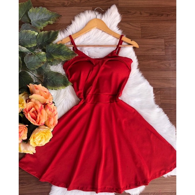 Vestido de renda curto best sale rodado vermelho