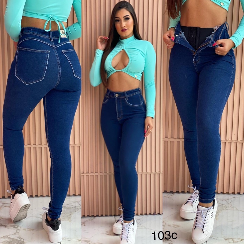 Calça jeans efeito store lipo