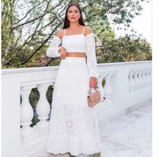 conjunto de cropped e saia longa feminino adulto 8079