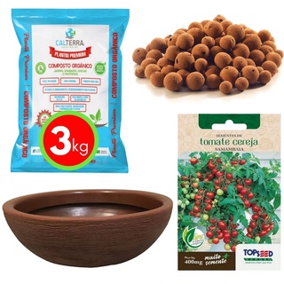 Kit Horta Plantio Fácil de Tomate Cereja e Bacia Chocolate