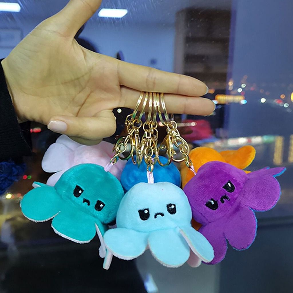 Chaveiro Polvo Bipolar Triste e Feliz Varias Cores Tik Tok otimo Para Mochila, Chaves, Carro e moto
