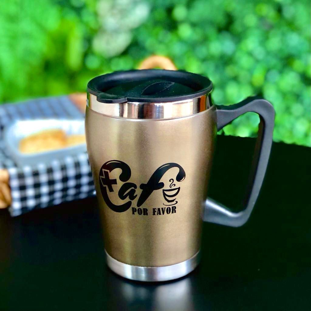 Caneca Termica 350ml Inox Fosca Rose Gold Preto Prata Cafe Expresso - CA1