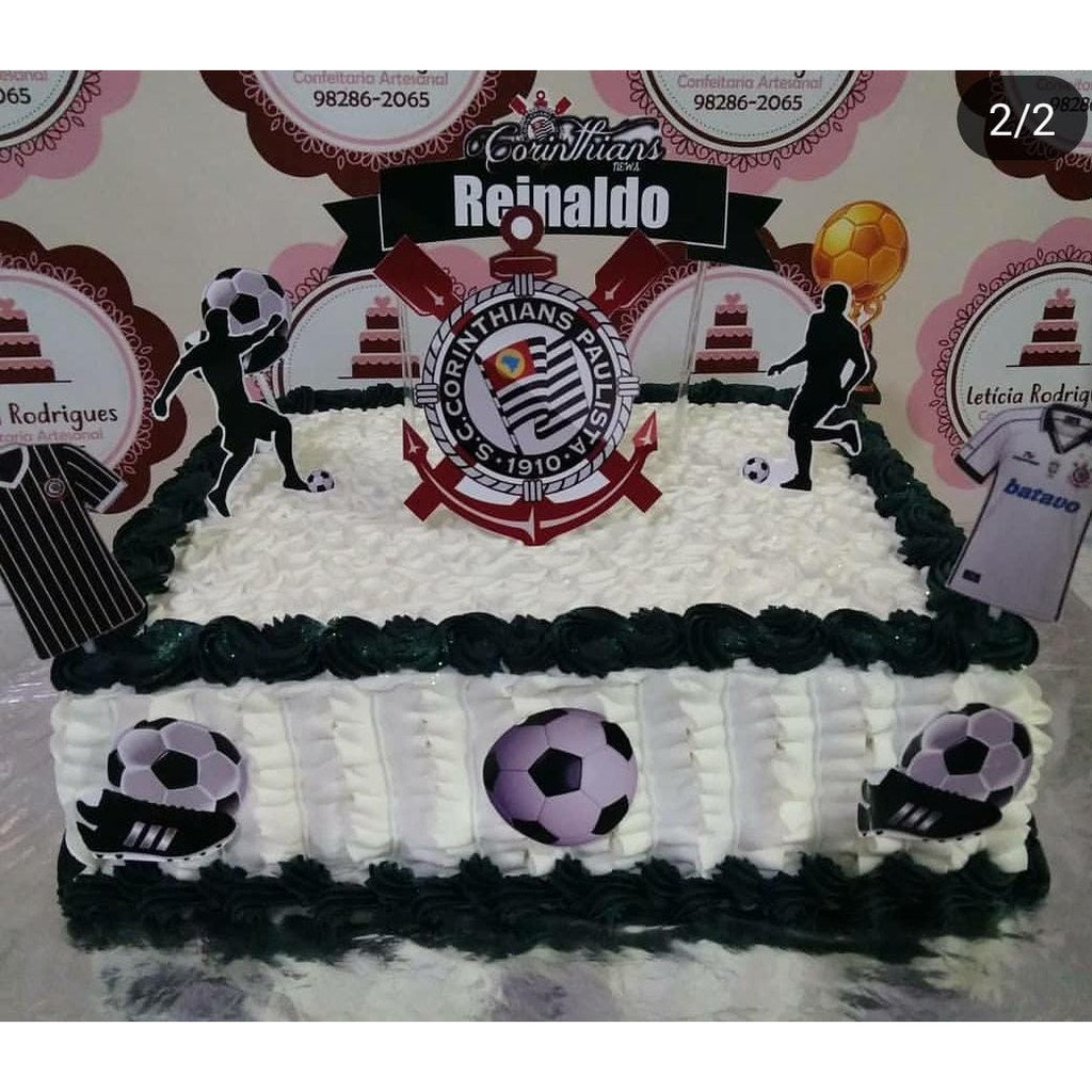Topo de bolo time Corinthians feminino - Marlen personalizados