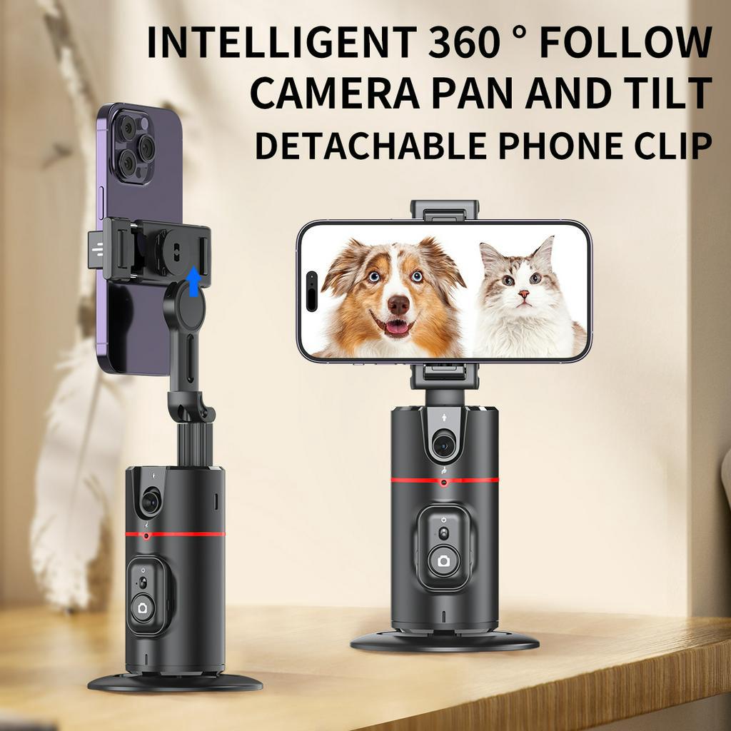 Novo Telefone Celular Seguindo O head desktop Agitando Panorâmico Ao Vivo Reconhecimento Facial AI Do Suporte 360 ° Fotografia bluetooth