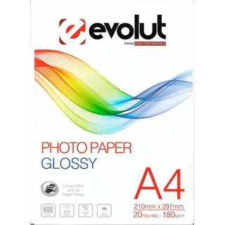 100 Folhas de Papel Fotográfico Glossy Evolut 180g A4