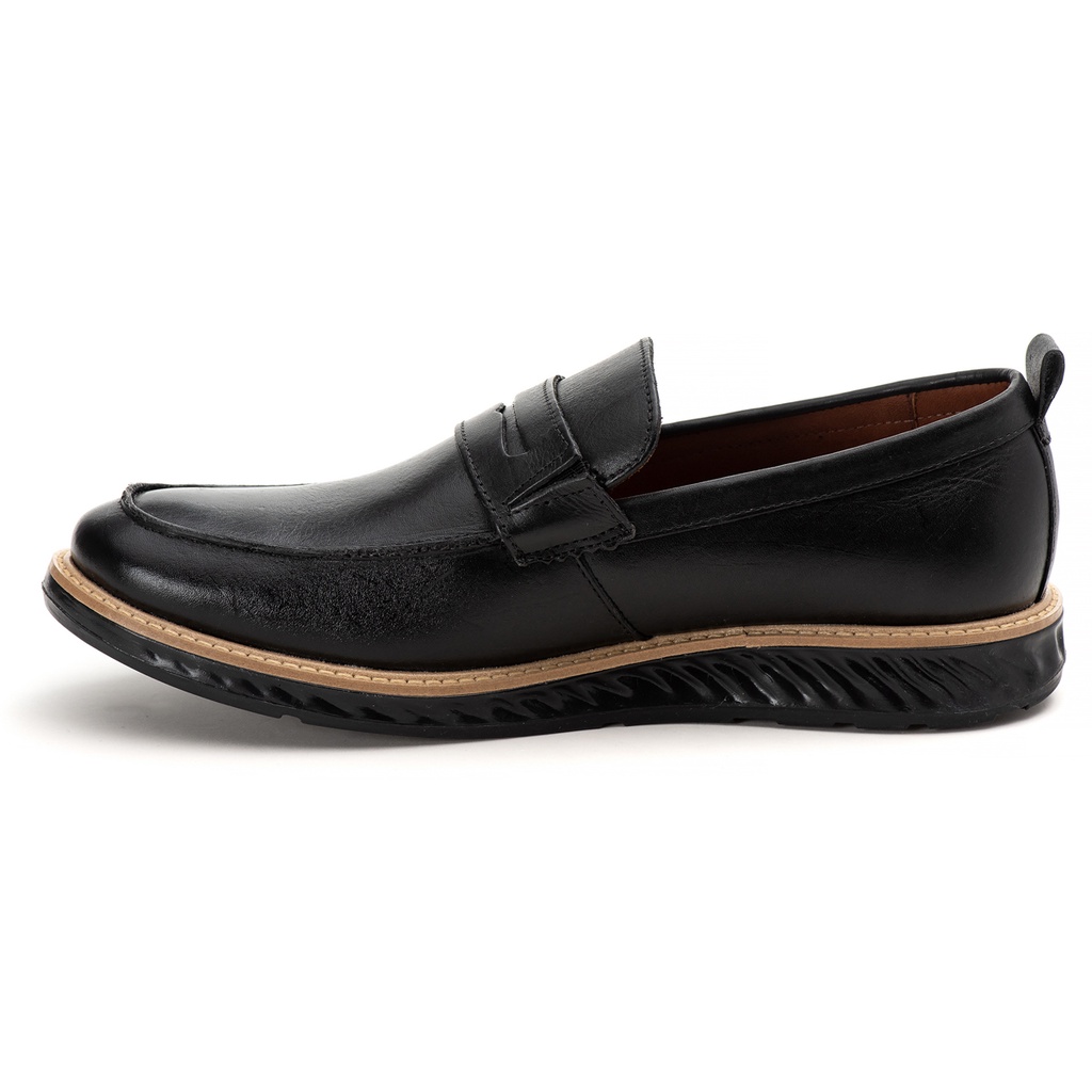 Mocassim masculino casual, preto, sola alta ultraleve - AD561