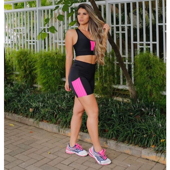 Conjunto Fitness Legging Com Bolso E Top Academia Feminino Workout