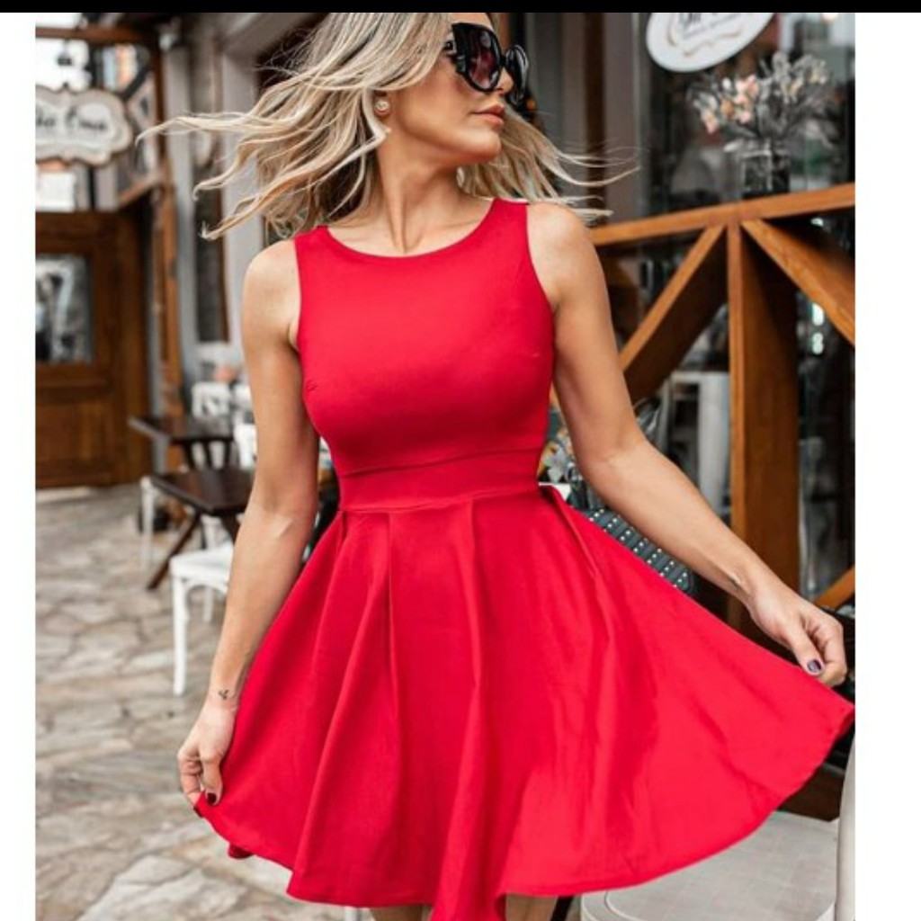 Vestido vermelho hot sale gode curto