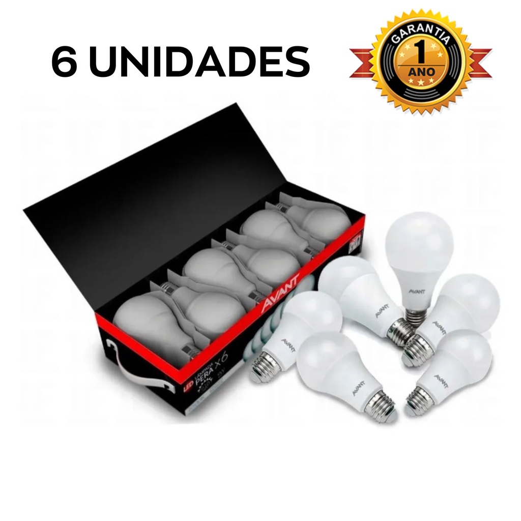 Lâmpada Led 9w Bulbo Soquete E27 Bivolt Casa Comércio Kit C/6 ...