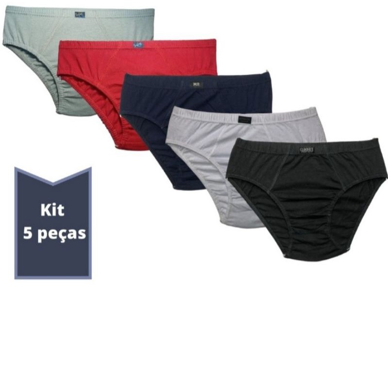 Kit 5 Cuecas Slip Masculinas MR