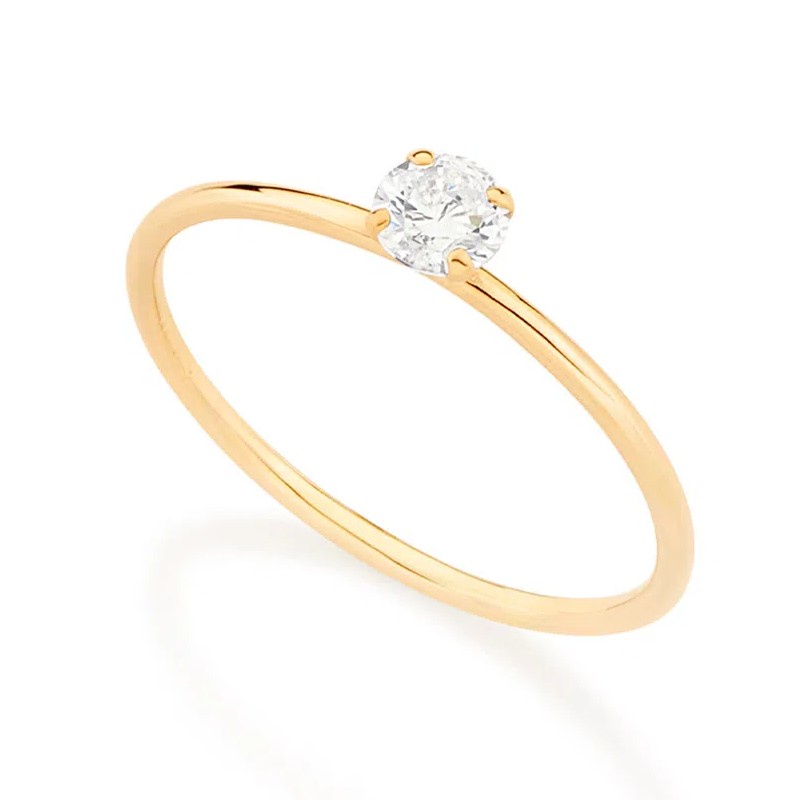 Anel Rommanel Banhado Ouro 18k Solitário Com Zircônia 513053 310020