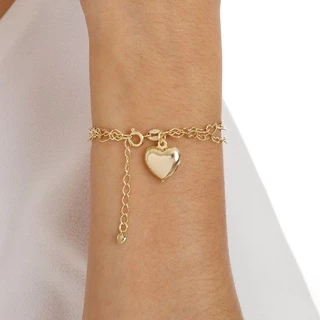 Pulseira Feminina Pingente Coração Amoeto Banho Ouro 18k