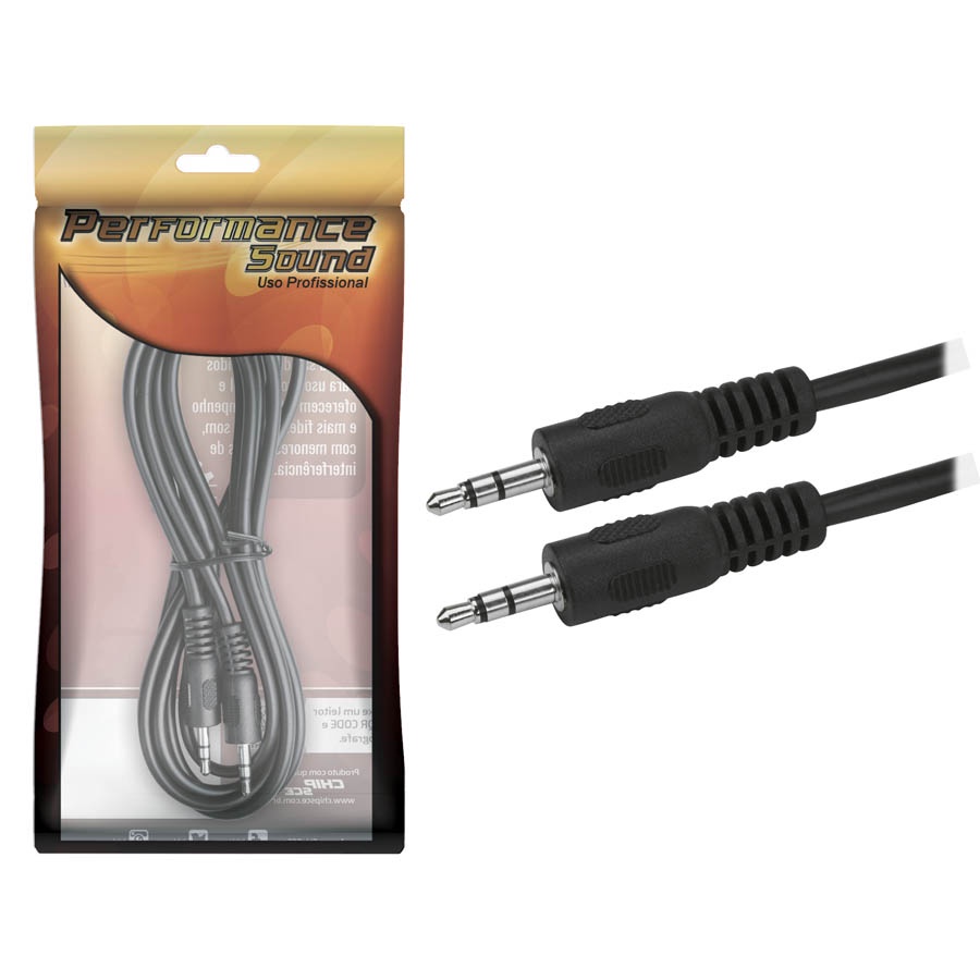 Cabo Auxiliar P2 x P2 Estéreo Plug Níquel Áudio 1,8 Mts Pix