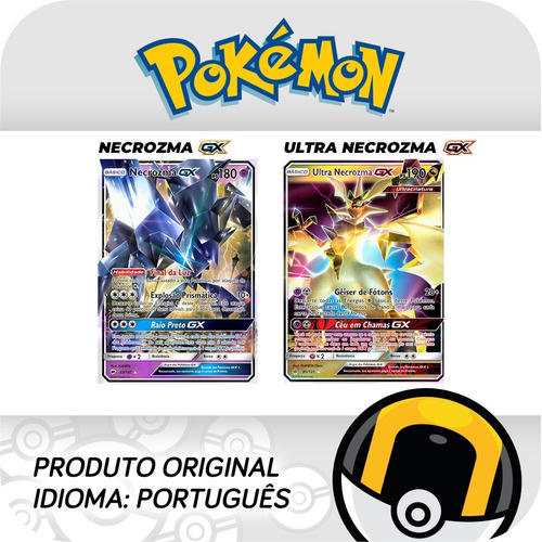 Kit Carta Pokémon Lendários Solgaleo Lunala Necrozma