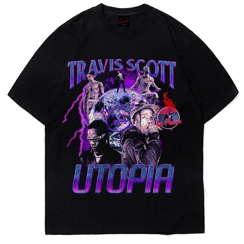 Camiseta T-shirt Unissex Algodão Travis Scott Rapper Utopia